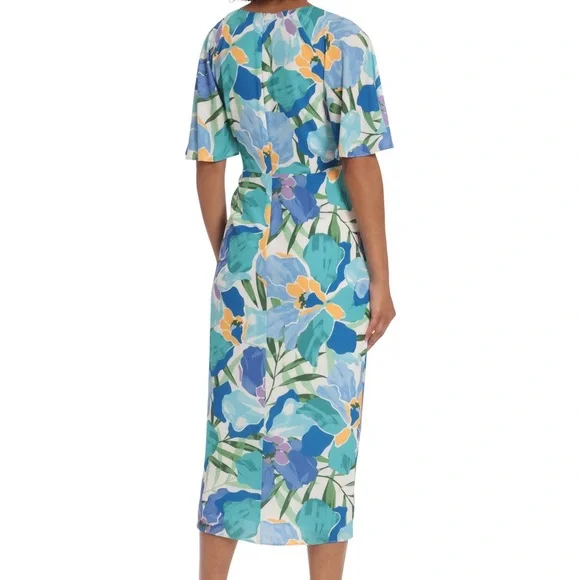 Maggy London Malina Floral Wrap Midi Dress - Size 2 - NWOT - Picture 2 of 7